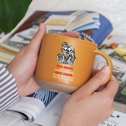 Best Friends Skeleton Halloween Pottery Mug Funny Ghost Gift