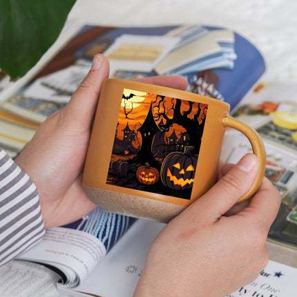 Jack O Lantern Halloween Pottery Mug Haunted House Spooky Decor