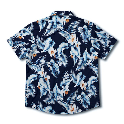 Beach Summer Navy Hibiscus Tropical Floral Hawaiian Shirt