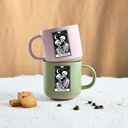The Lovers Tarot Halloween Pottery Mug Skeleton Couple Gift