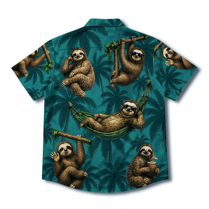 Tropical Sloth Palm Tree Vacation Summer Hawaiian Shirt
