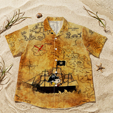 Pirate Treasure Map Adventure Summer Hawaiian Shirt