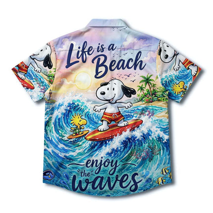 Life Is Beach Enjoy The Waves Tropical Summer Hawaiian Shirt