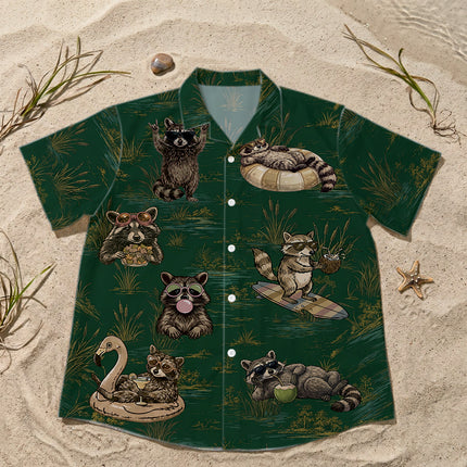 Funny Vacation Raccoon Summer Tropical Hawaiian Shirt