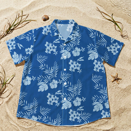 Beach Summer Blue Tropical Floral Hawaiian Shirt