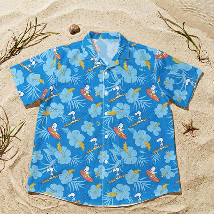 Beach Summer Surf Tropical Floral Blue Hawaiian Shirt