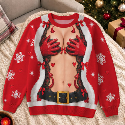 Naughty Santa Ugly Sweatshirt Funny Devil Christmas Party Outfit