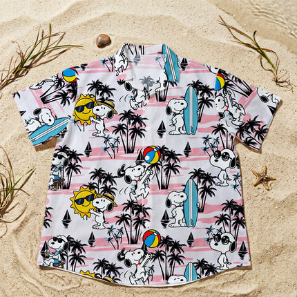 Pink Palm Surf Beach Summer Vacation Hawaiian Shirt