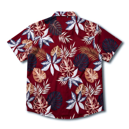 Beach Summer Tropical Red Leaf Print Hawaiian Shirt