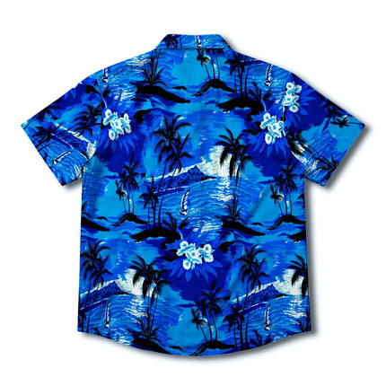 Blue Tropical Island Beach Floral Summer Hawaiian Shirt