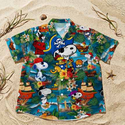 Pirate Tropical Beach Floral Summer Vacation Hawaiian Shirt