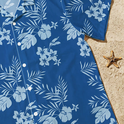 Beach Summer Blue Tropical Floral Hawaiian Shirt