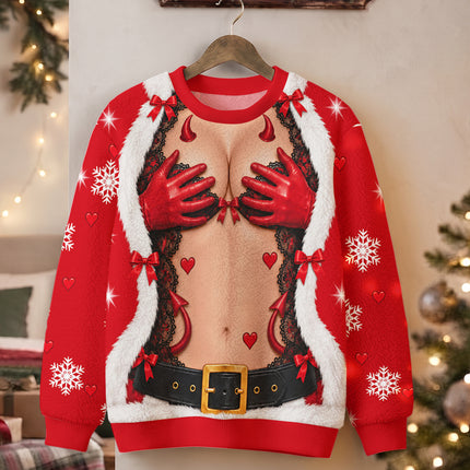 Naughty Santa Ugly Sweatshirt Funny Devil Christmas Party Outfit
