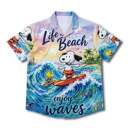 Life Is Beach Enjoy The Waves Tropical Summer Hawaiian Shirt