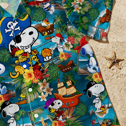 Pirate Tropical Beach Floral Summer Vacation Hawaiian Shirt
