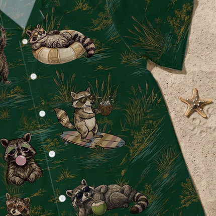 Funny Vacation Raccoon Summer Tropical Hawaiian Shirt