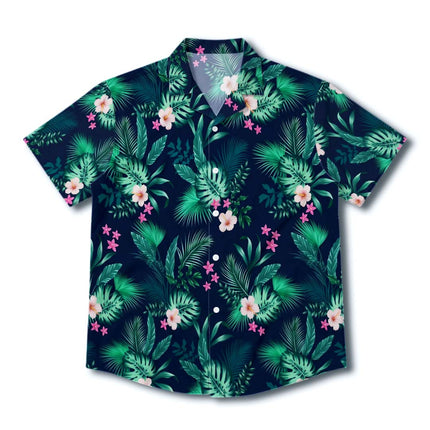 Beach Summer Tropical Green Floral Hawaiian Shirt