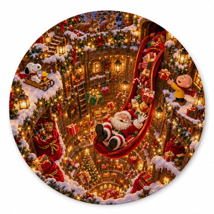 Christmas Round Rug Magical Gift Slide Holiday Doormat