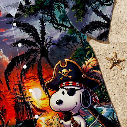 Pirate Treasure Tropical Beach Sunset Hawaiian Shirt