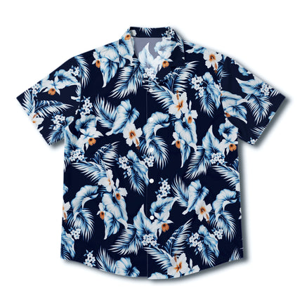Beach Summer Navy Hibiscus Tropical Floral Hawaiian Shirt