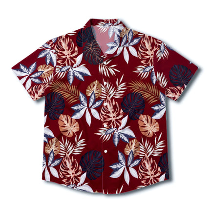 Beach Summer Tropical Red Leaf Print Hawaiian Shirt