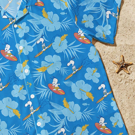 Beach Summer Surf Tropical Floral Blue Hawaiian Shirt