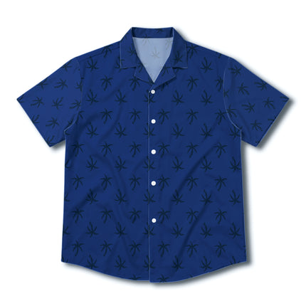 Navy Blue Palm Tree Tropical Beach Summer Hawaiian Shirt