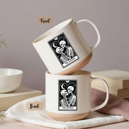 The Lovers Tarot Halloween Pottery Mug Skeleton Couple Gift