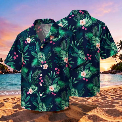 Beach Summer Tropical Green Floral Hawaiian Shirt