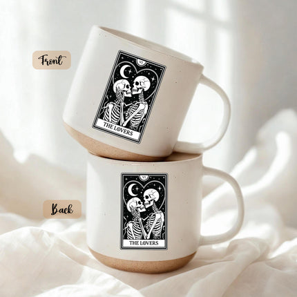 The Lovers Tarot Halloween Pottery Mug Skeleton Couple Gift