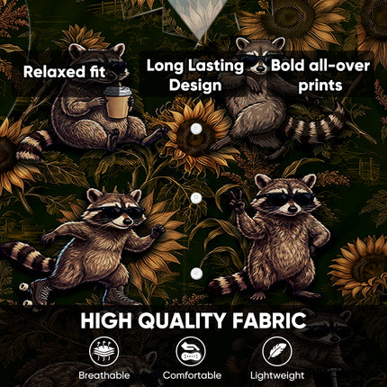 Funny Raccoon Sunflower Summer Vacation Hawaiian Shirt