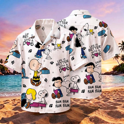 Dog Lover Friendship Paw Print Summer Hawaiian Shirt HW_SNPY37-SL02-DS04