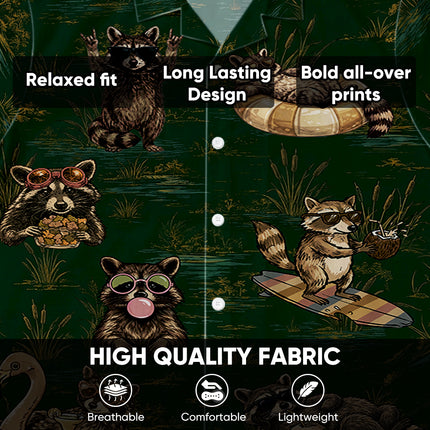 Funny Vacation Raccoon Summer Tropical Hawaiian Shirt