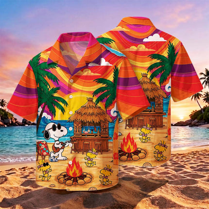 Tropical Beach Tiki Sunset Summer Hawaiian Shirt