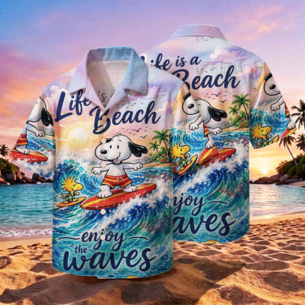 Life Is Beach Enjoy The Waves Tropical Summer Hawaiian Shirt