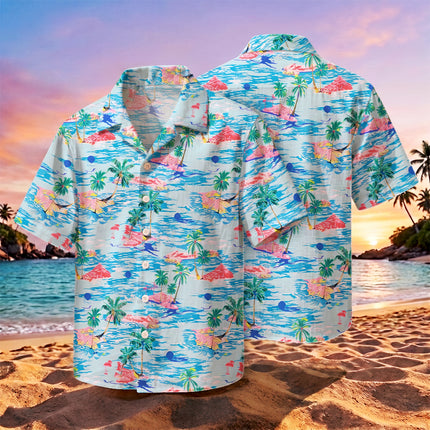 Tropical Island Palm Tree Ocean Beach Summer Hawaiian Shirt