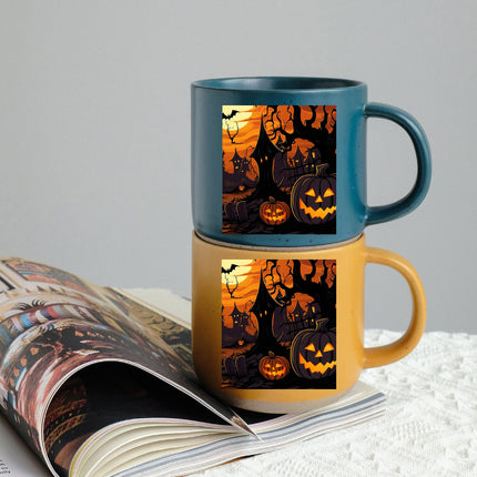 Jack O Lantern Halloween Pottery Mug Haunted House Spooky Decor