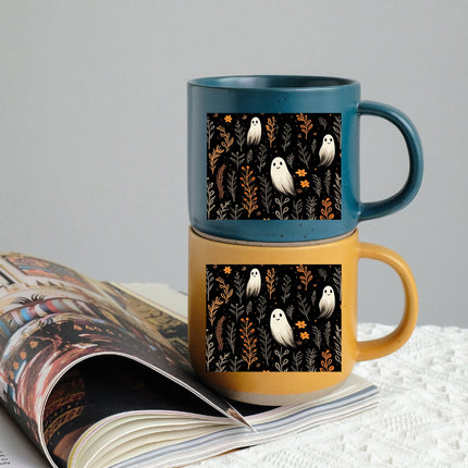 Halloween Pottery Mug Cute Ghost Floral Spooky Season Cup