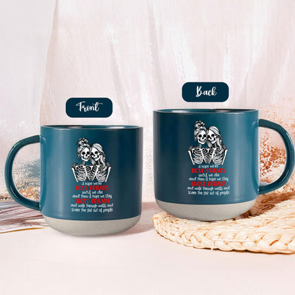 Best Friends Skeleton Halloween Pottery Mug Funny Ghost Gift