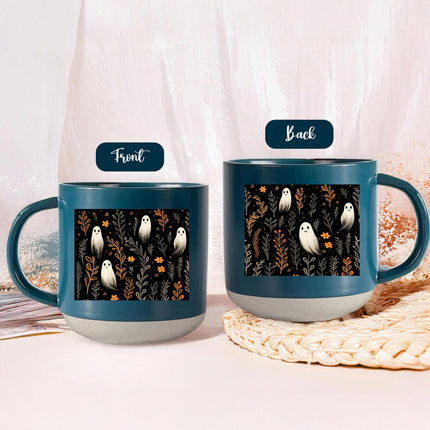 Halloween Pottery Mug Cute Ghost Floral Spooky Season Cup
