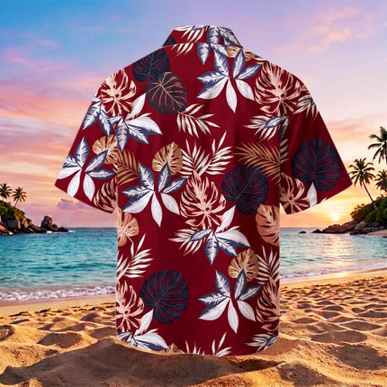 Beach Summer Tropical Red Leaf Print Hawaiian Shirt
