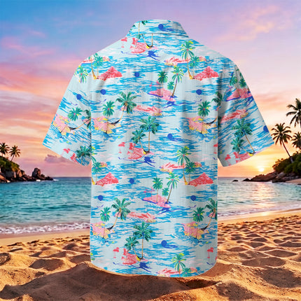 Tropical Island Palm Tree Ocean Beach Summer Hawaiian Shirt