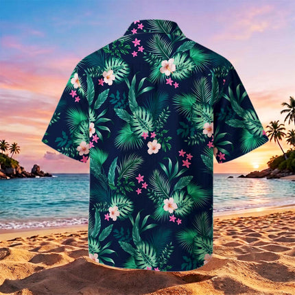 Beach Summer Tropical Green Floral Hawaiian Shirt