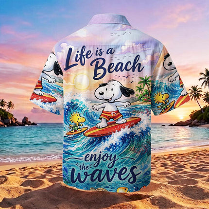 Life Is Beach Enjoy The Waves Tropical Summer Hawaiian Shirt
