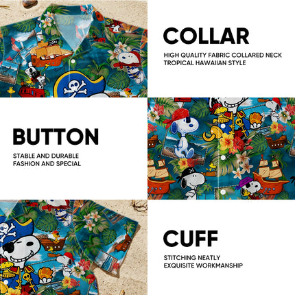 Pirate Tropical Beach Floral Summer Vacation Hawaiian Shirt