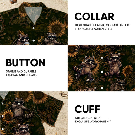 Funny Raccoon Sunflower Summer Vacation Hawaiian Shirt