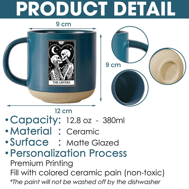 The Lovers Tarot Halloween Pottery Mug Skeleton Couple Gift