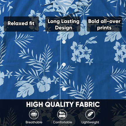 Beach Summer Blue Tropical Floral Hawaiian Shirt