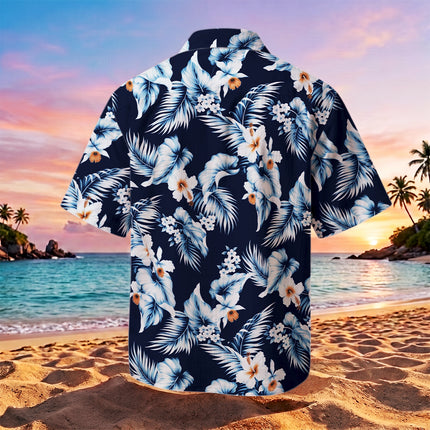 Beach Summer Navy Hibiscus Tropical Floral Hawaiian Shirt