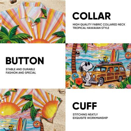 Tropical Beach Sunset Surf Van Hawaiian Shirt